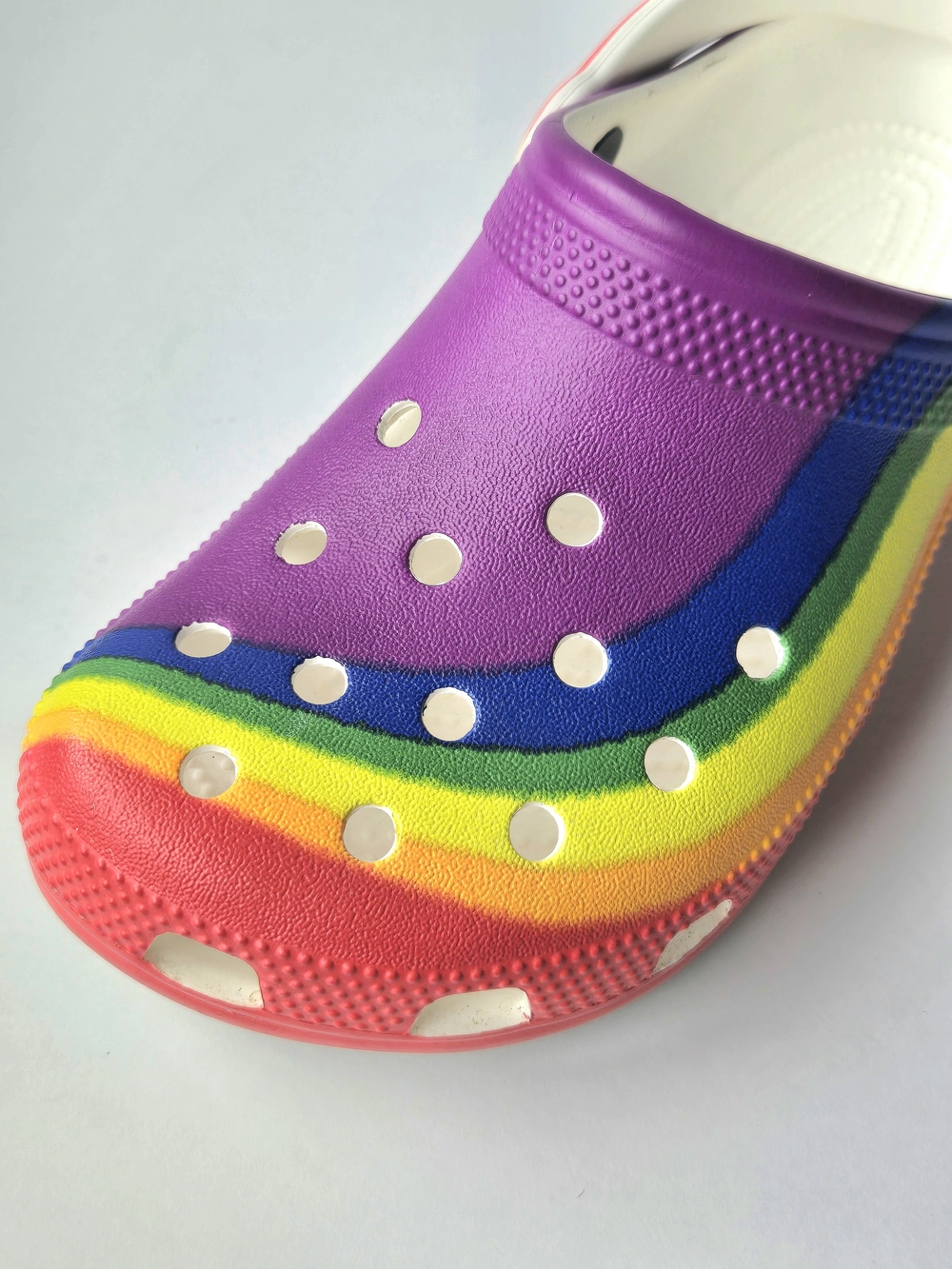 Crocs Ltd Edition Rainbow Purple Classic High Block Clogs Comfort Slip On Shoes - Picture 3 of 8